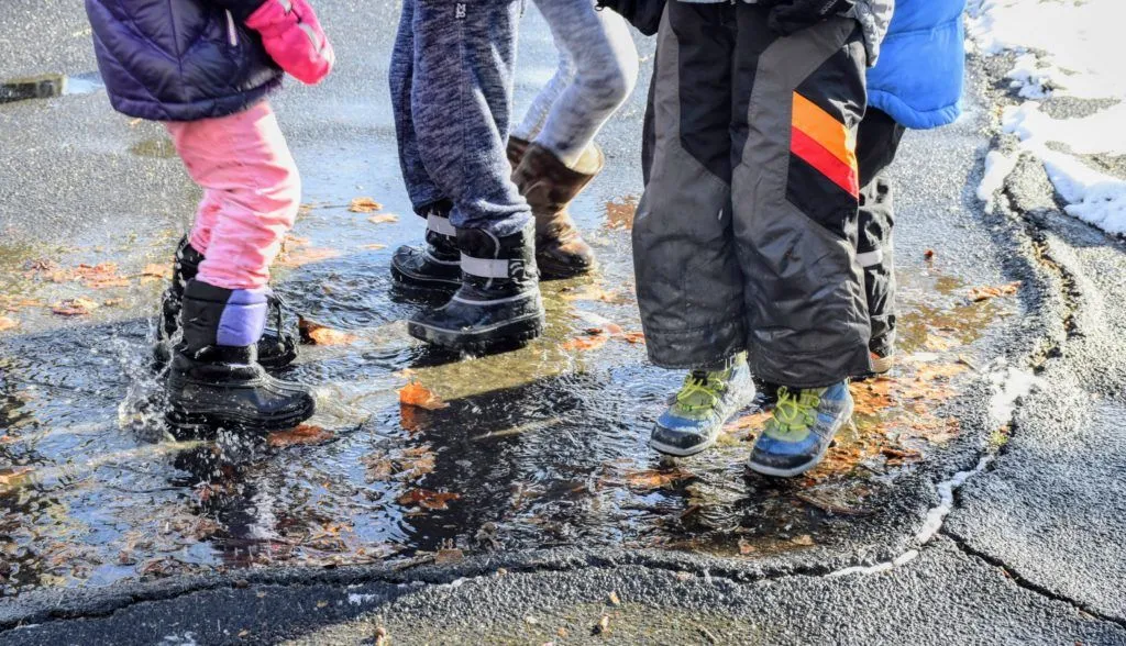 Students in rain