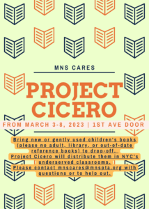 Project Cicero Book Drive flyer