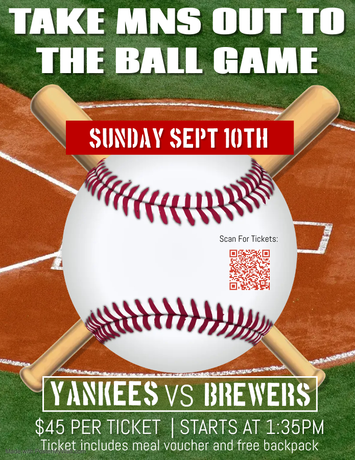Sept 10 1:35PM Yankees vs Brewers $45. Register at https://ps290pta.app.neoncrm.com/np/clients/ps290pta/event.jsp?event=374&
